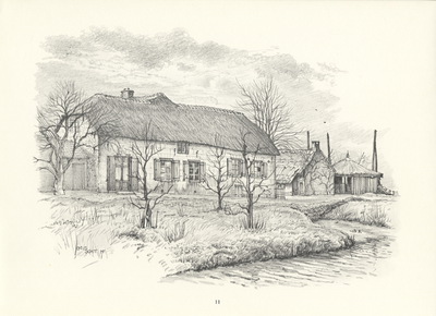 809997 Gezicht op de linkerzijgevel en de voorgevel van de boerderij Lagedijk 12 te Schalkwijk, met op de voorgrond de ...